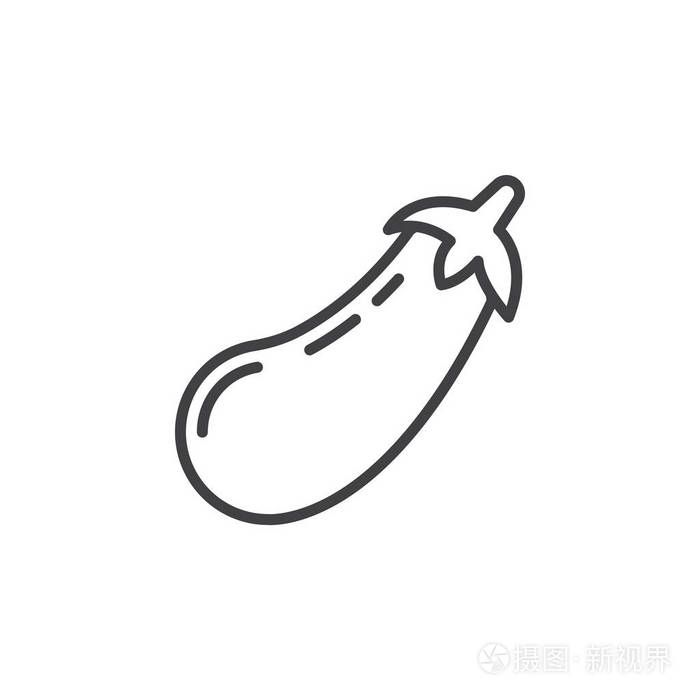 插画 茄子,茄子线图标,轮廓矢量符号,白色上孤立的线性象形文字.