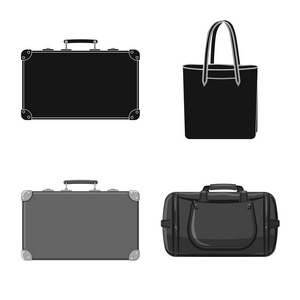手提箱和行李符号的矢量插图。为网站设置的行李箱和旅行股票符号