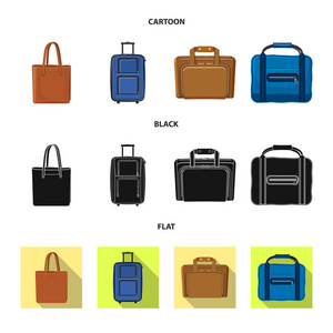 手提箱和行李符号的矢量设计。收集手提箱和旅程矢量图标股票