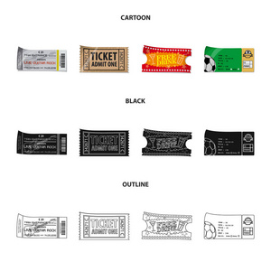 门票和入场符号的矢量插图。股票票证和事件矢量图标的集合