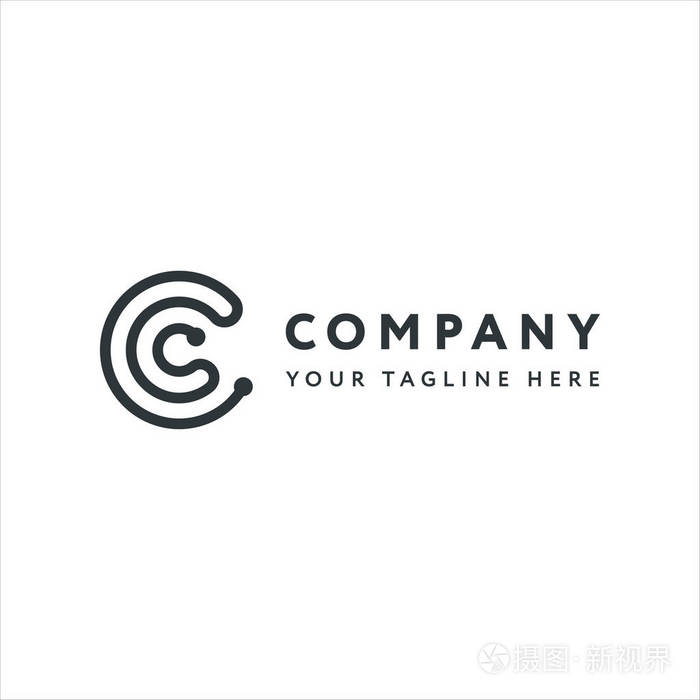 字母c徽标设计标志模板. 创意电子插头电线概念.