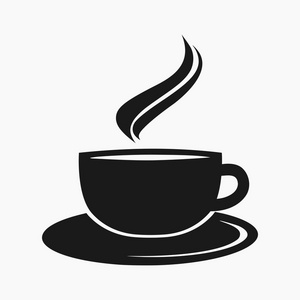 矢量平面现代风格插图咖啡杯隔离在白色背景咖啡店品牌标识设计