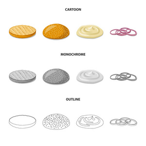 汉堡和三明治图标的矢量设计。汉堡和切片股票矢量图集
