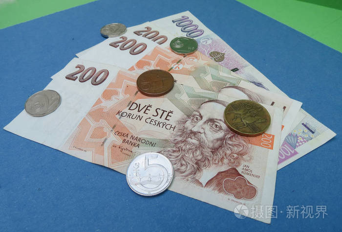 捷克koruna纸币和硬币(捷克克朗),捷克共和国货币