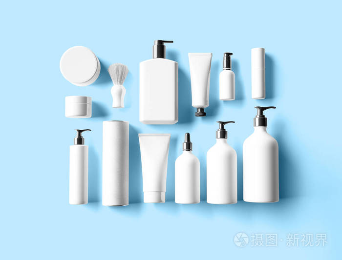 一套各种护肤品瓶子
