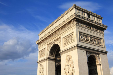 法国巴黎凯旋门。 地标纪念碑。