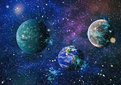 外层空间的行星恒星和星系显示出空间探索的美。美国航天局提供的元素