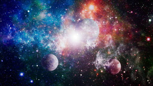 未来主义抽象空间背景。夜空中有星星和星云。美国宇航局提供的这幅图像的元素