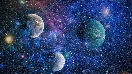 外层空间的行星恒星和星系显示出空间探索的美。美国航天局提供的元素