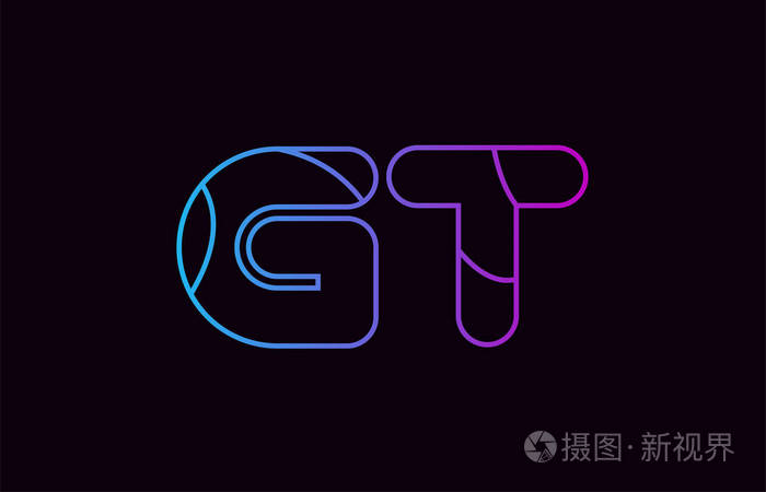 字母组合gtgt标志设计蓝色或粉红色适合公司或企业