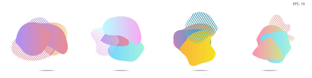 一组抽象的现代图形元素。 动态彩色形式和线条。 带有流动液体形状的梯度抽象横幅。 设计徽标传单或演示文稿的模板。 矢量。