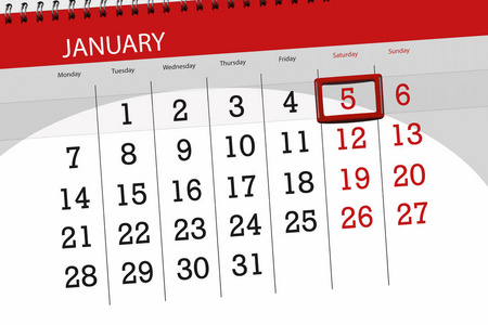 2019年1月的日历计划, 截止日期, 5日, 星期六