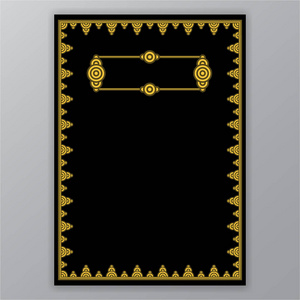 黑色网页模板上的黄金边框，用于网页和印刷vecor插图阿拉伯动机中东文化菜单和书籍封面复古图案艺术装饰和艺术Nuvo风格
