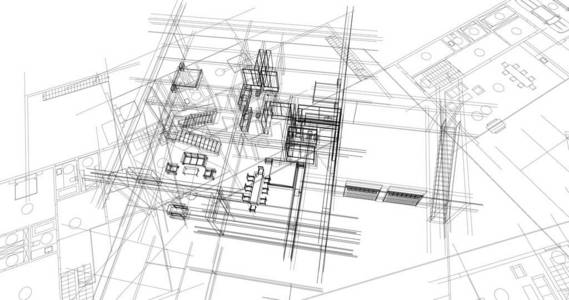 房屋建筑建筑图纸三维插图