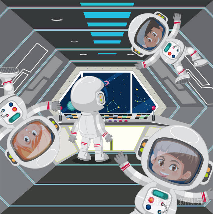 宇宙飞船插图中的宇航员