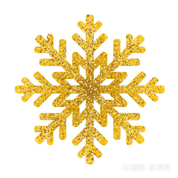 白色背景上的金色雪花图标. 假日符号插图