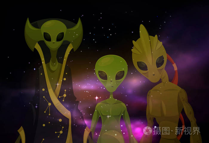 太空或宇宙中的外星人或火星人科幻