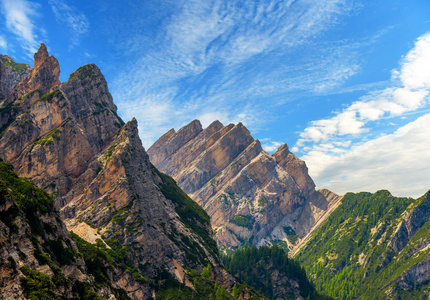 晴天意大利阿尔卑斯山美丽的风景