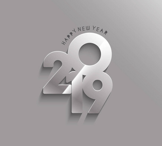 新年快乐2019文本设计Patter矢量插图。