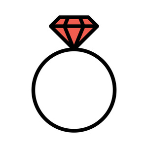 戒指钻石平面样式图标矢量插图