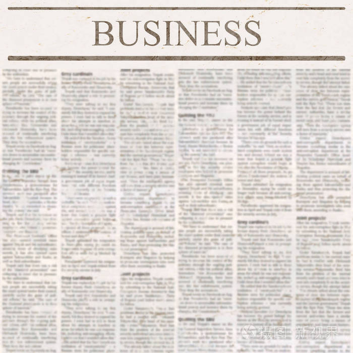 新闻报纸,标题商业和旧的不可读文本.老式格朗格模糊纸纹理方形背景.