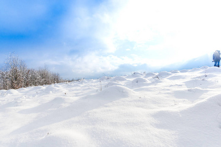 雪覆盖乡村景观田野人