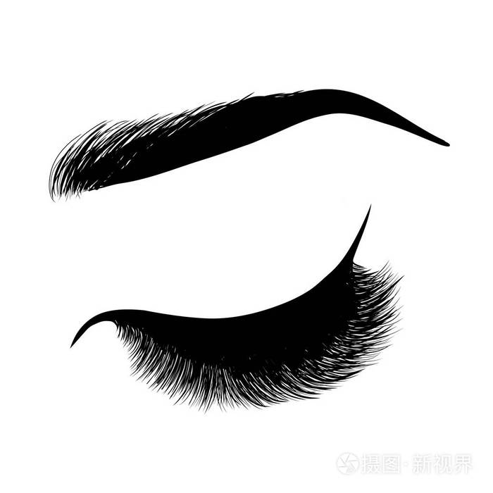 女士时尚的闭眼和眉毛与完整的睫毛,美丽的性感女性眼睛化妆. eps10