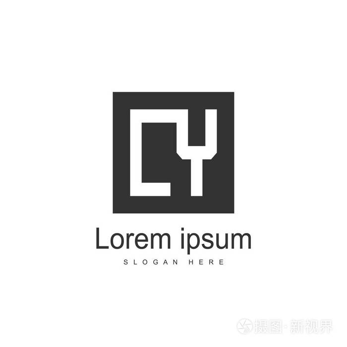 初始字母ly标志模板设计. 极简字母标志矢量设计