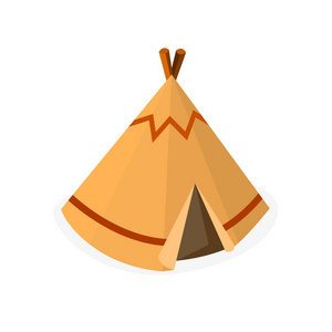 wigwam或teepee意为印度帐篷传统部落土著房屋等距矢量插图