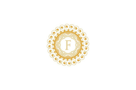 字母f初始标志婚礼精品奢侈品元素矢量插图