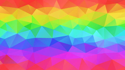 矢量抽象不规则多边形背景三角形低多边形图案霓虹水平条纹全彩色光谱彩虹
