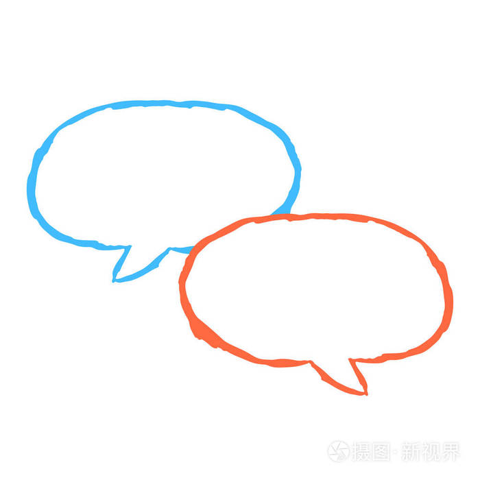 两个空白语音气泡标志绘制油漆笔画. 此设计图形元素保存为矢量插图