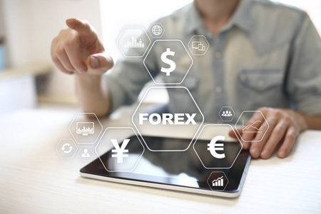 外汇金融市场交易概念在虚拟屏幕上。商业和投资理念