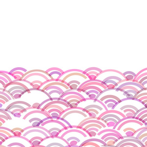 几何抽象尺度简单自然背景与亚洲波圈图案粉红色紫色卡片横幅设计在白色背景框架为您的文本。 矢量插图