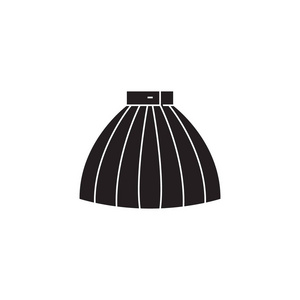 时尚裙子黑色矢量概念图标。时尚裙子平例证, 标志