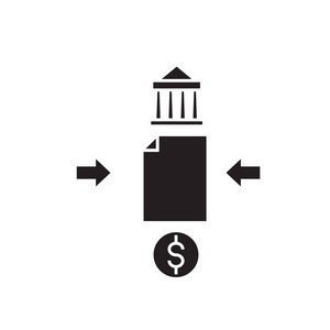 货币交易黑矢量概念图标。货币交易平面例证, 标志