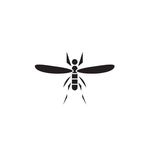 蚊子黑色矢量概念图标。蚊子平的例证, 标志