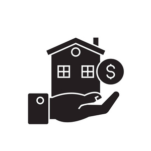 住房贷款黑向量概念图标。住房贷款单位插图, 标志