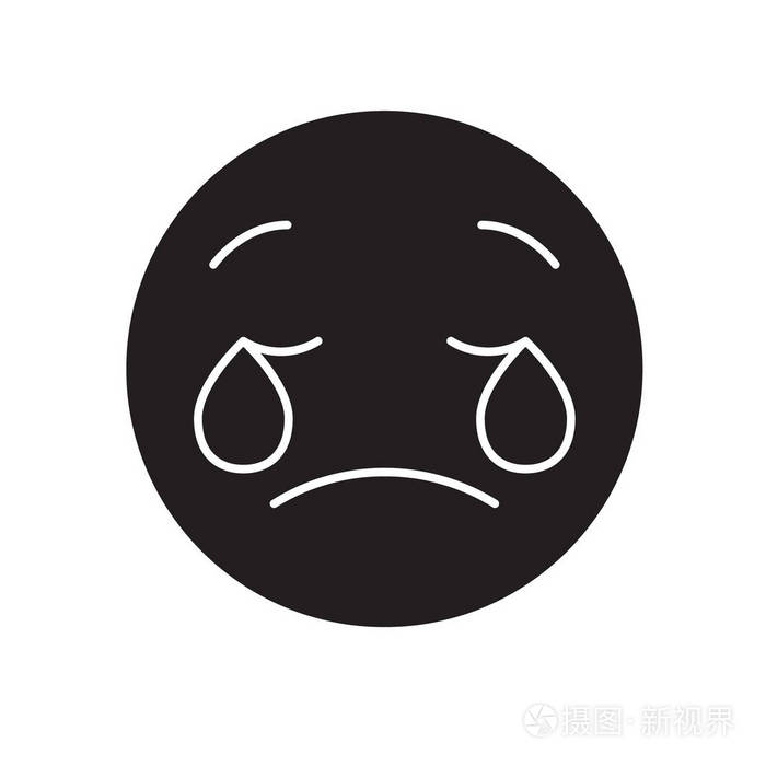 哭泣的表情符号平面例证, 标志