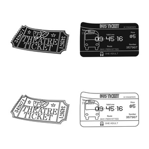 门票和入场图标的矢量插图。网站门票和事件股票符号的收集