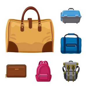 行李箱和行李图标的孤立对象。为网站设置的行李箱和旅行股票符号