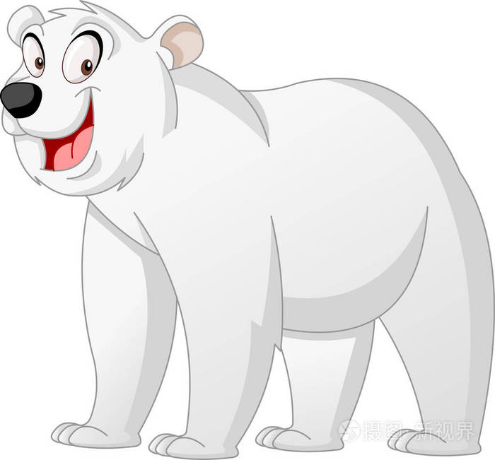 卡通可爱的北极熊. 有趣快乐动物的矢量插图.