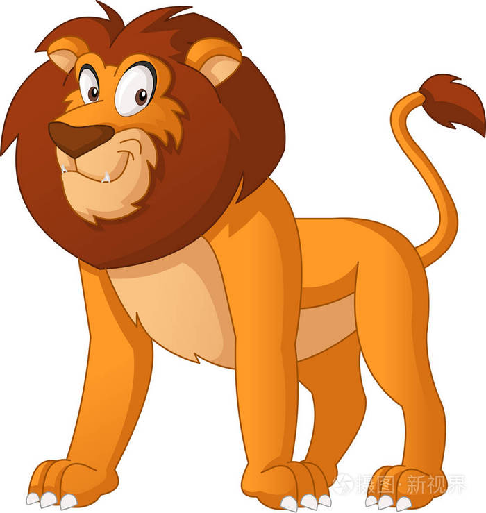 卡通可爱的狮子 有趣快乐动物的矢量插图.