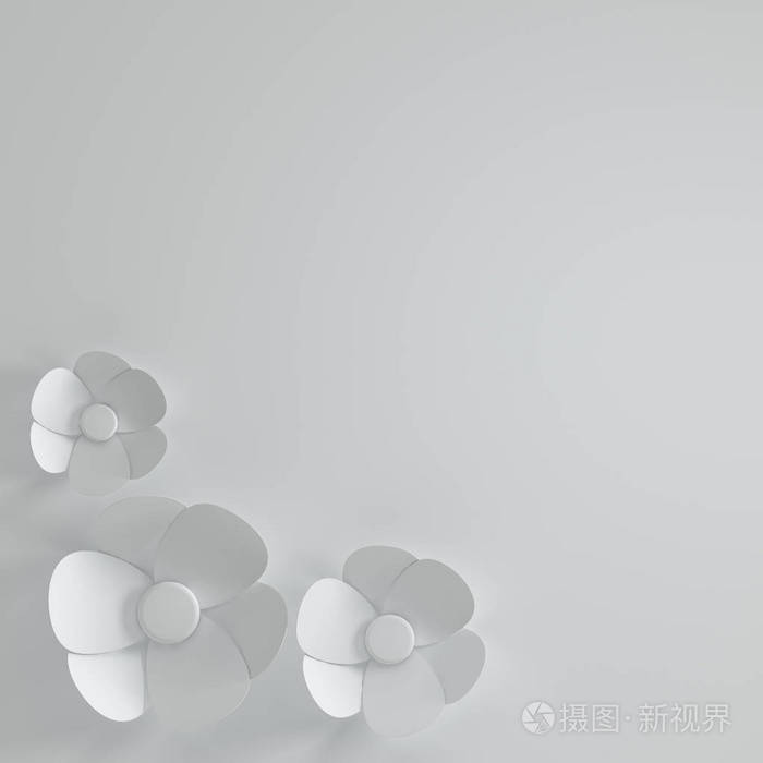 数字插图白色背景和白纸花. 鲜花组合背景婚礼卡曲浪漫新娘花束