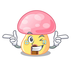 卡通矢量插图上的水墨仙宫蘑菇