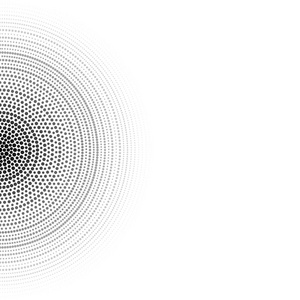 几何高科技背景。 同心圆由黑点组成。 黑白的