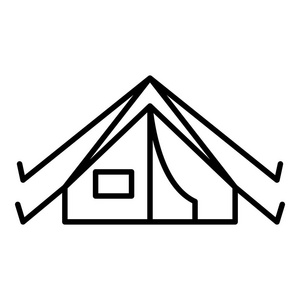 露营帐篷图标, 轮廓样式