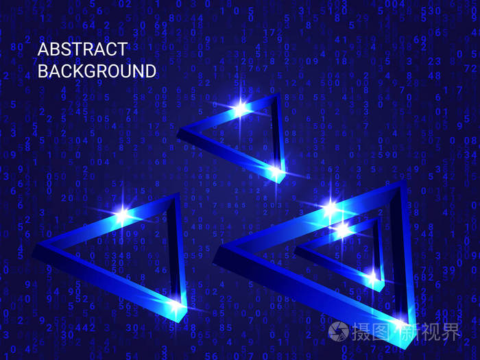三角形体积在背景上闪闪发光