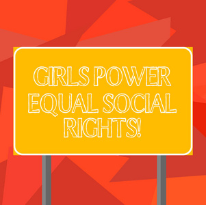 文字写作文本女孩权力平等的社会权利。女性主义的商业概念男性和女性性别平等空白矩形户外彩色路标照片与两腿和大纲