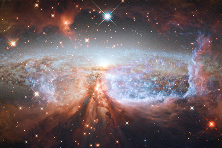 恒星星系和星云在可怕的宇宙图像中。 由美国宇航局提供的这幅图像的元素